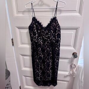 J. Crew Slip Dress with Black Lace Overlay, size 8
